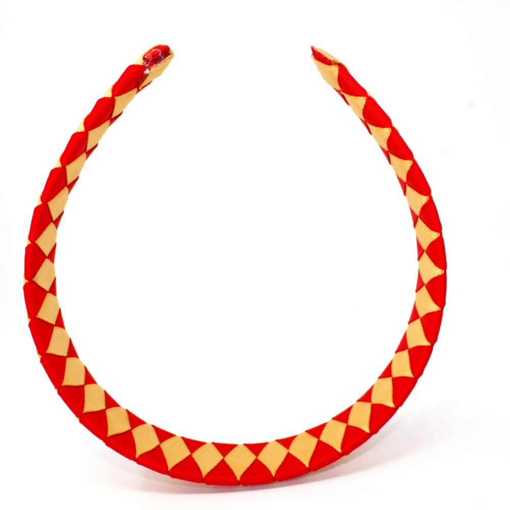 Handmade Diamond Pattern Red Gold Double Ribbon Headband SF 49ers Handcraft - Picture 4 of 4